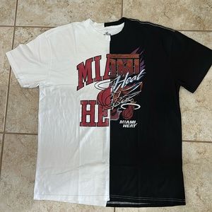 Hollister Miami Heat Shirt Mens L White Black Crew Neck Logos